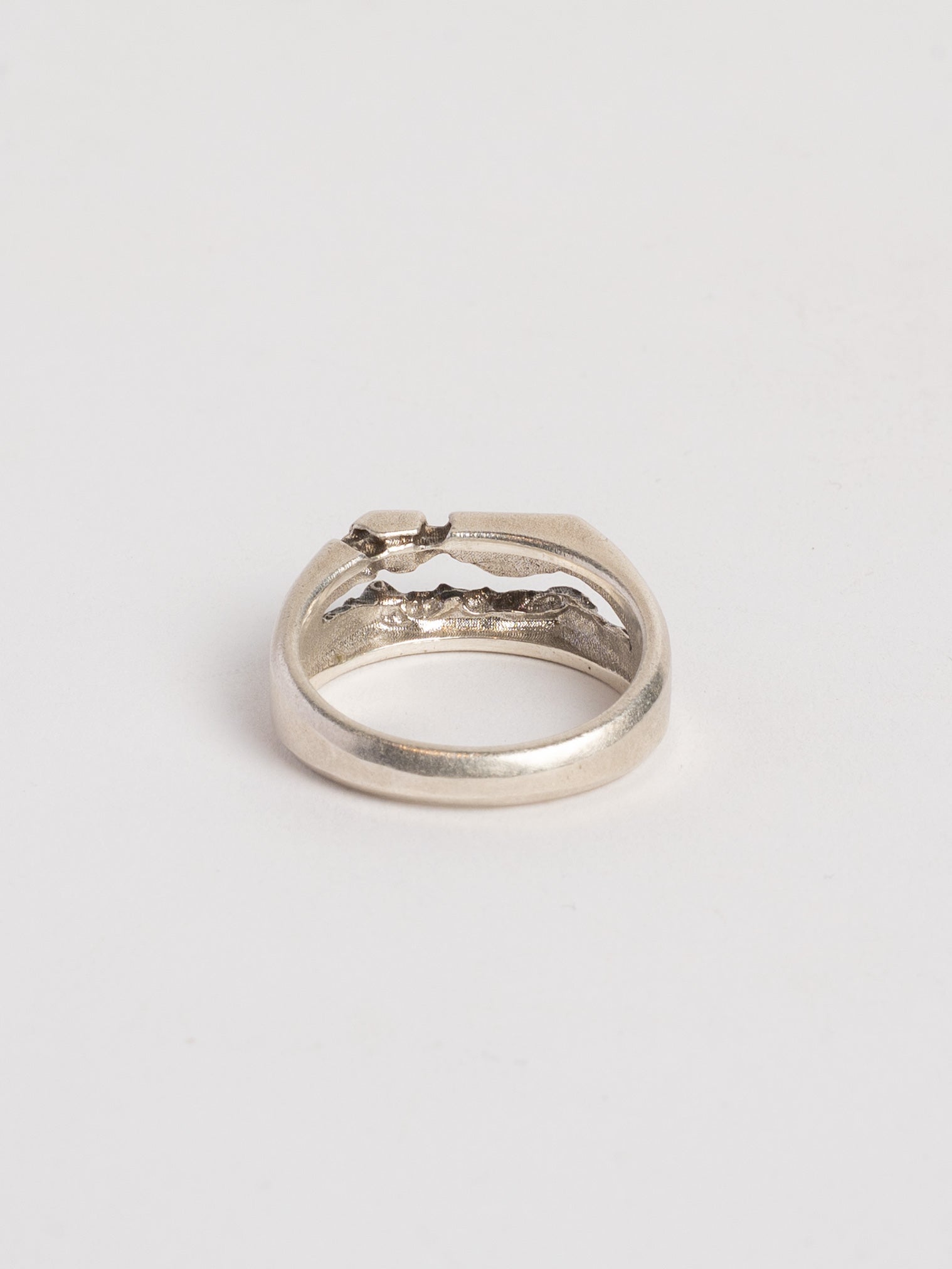 Ring with Split Raw Front and Diamonds - by AITO