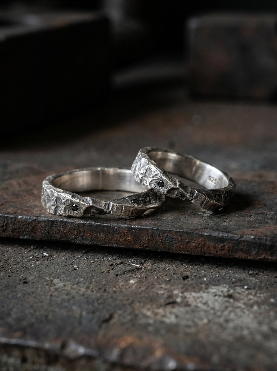 Band Ring with Scattered Diamonds