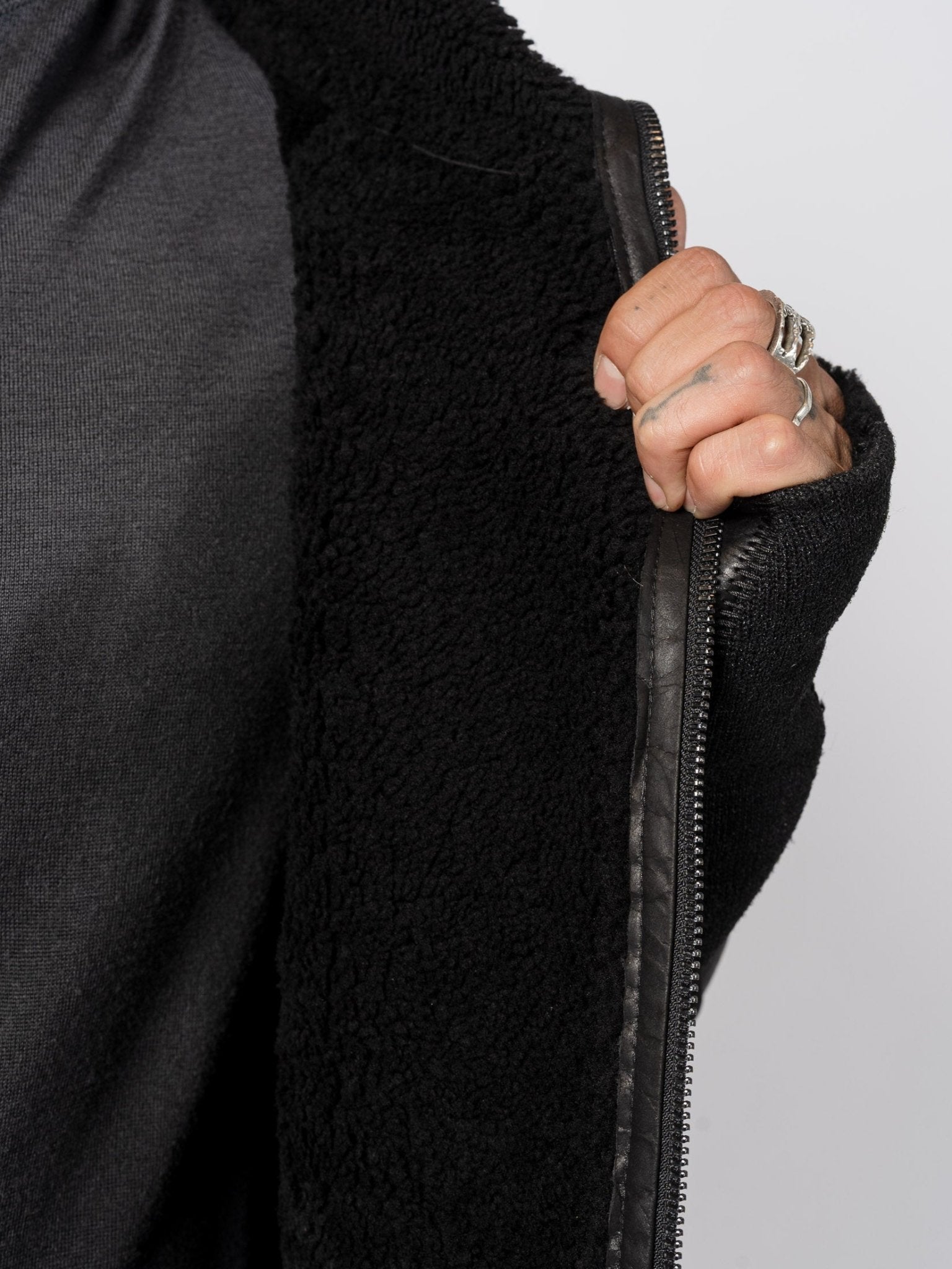 Shearling and Wool Mixed - Media Jacket - by MD75