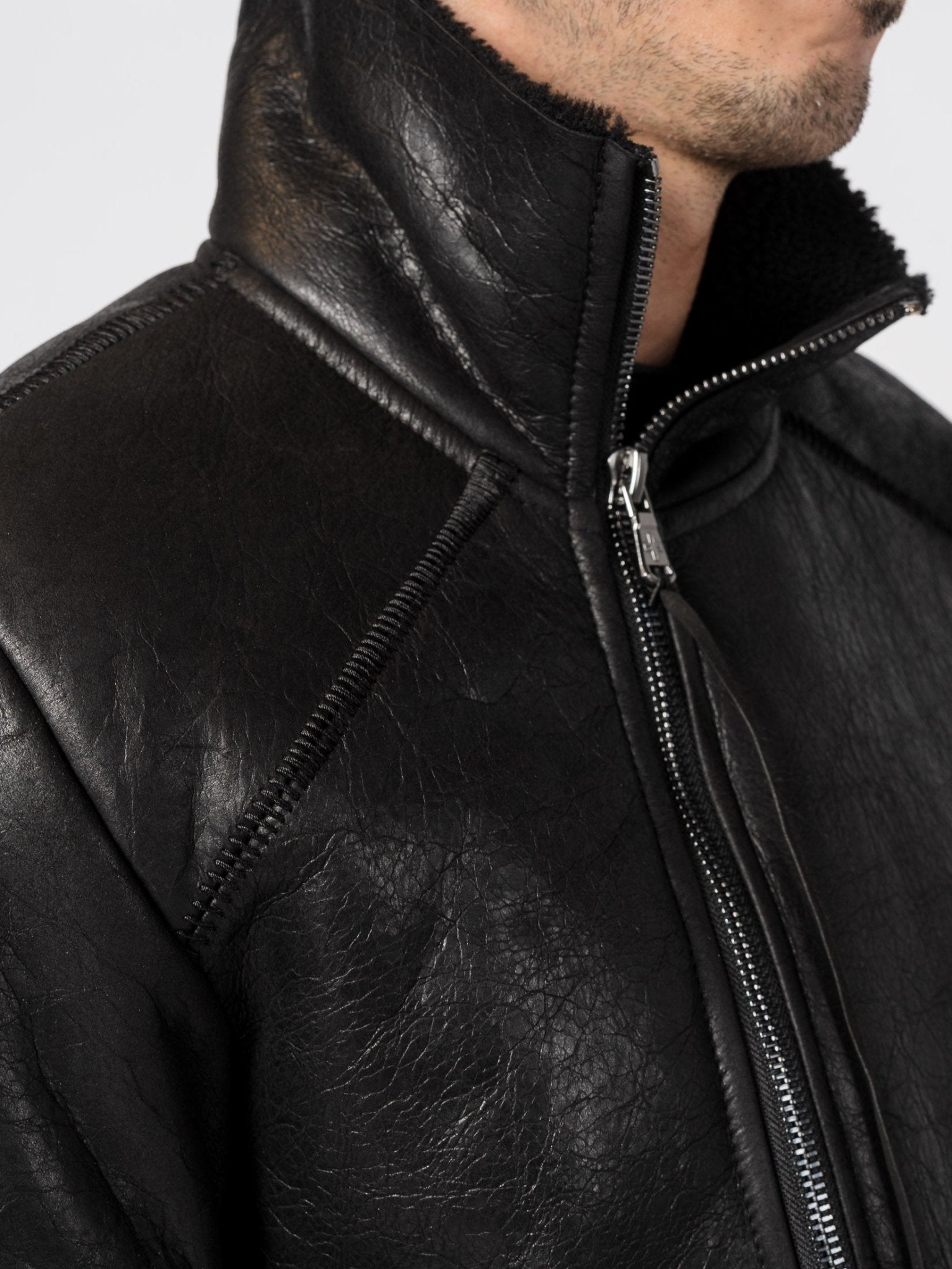 Shearling and Wool Mixed - Media Jacket - by MD75