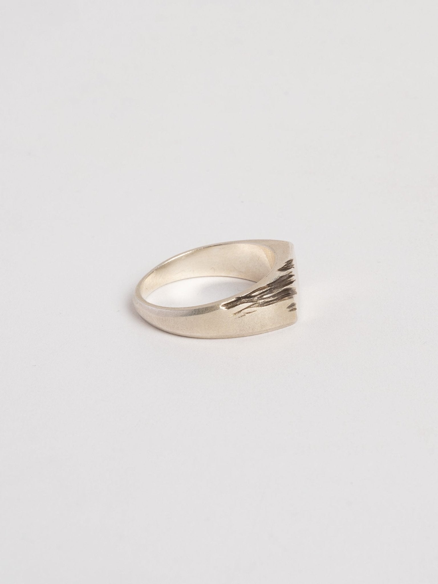 Silver Ring with Scratched Top - by AITO