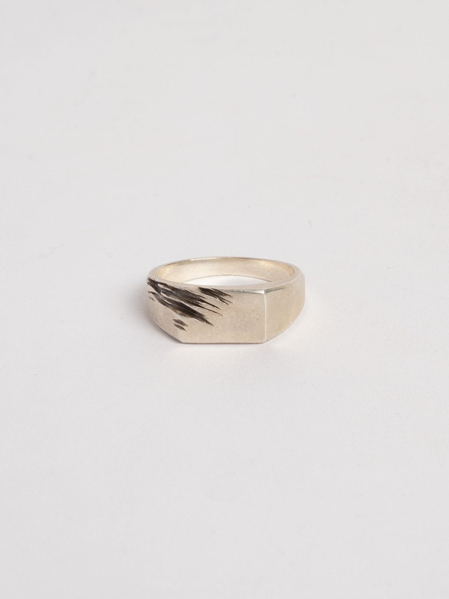 Silver Ring with Scratched Top - by AITO