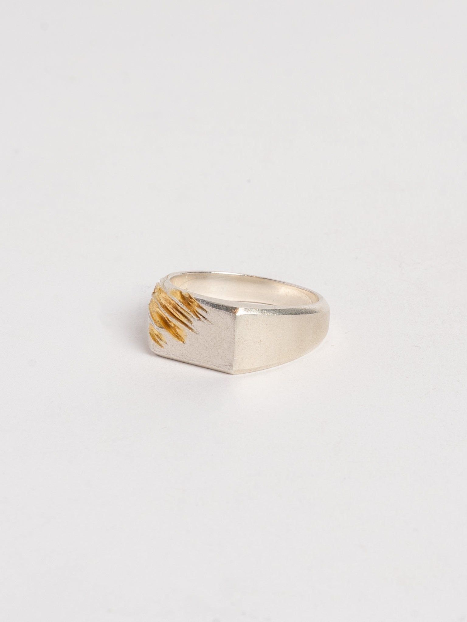 Silver Signet Ring with Gold - Plated Scratch - by AITO