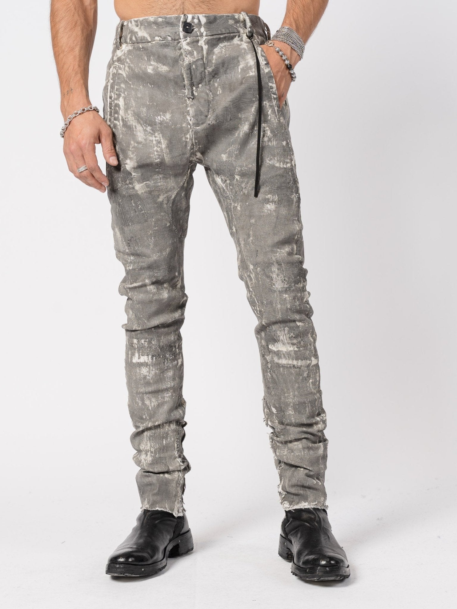 Stretch Cotton Pants with Wall Finish - by MD75