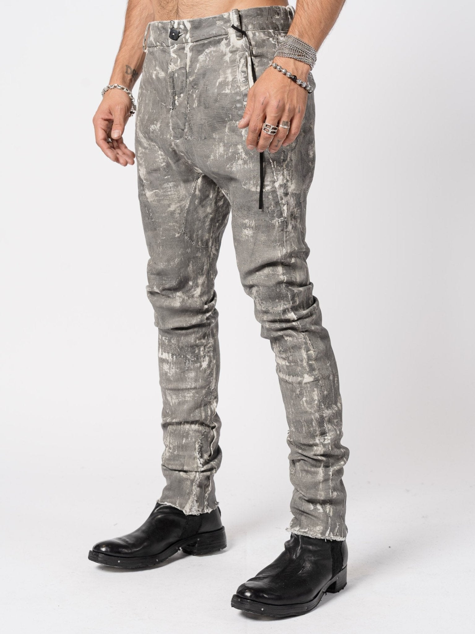 Stretch Cotton Pants with Wall Finish - by MD75