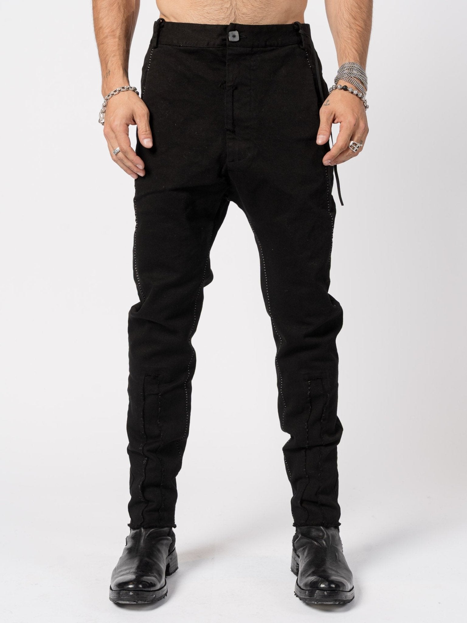 Stretch Cotton Stitched Pants - by MD75