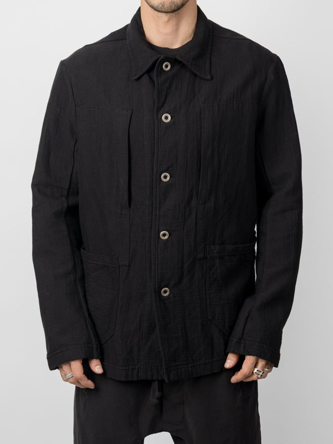 Structured Cotton Worker Jacket with Metal Staple - by ISAAC SELLAM