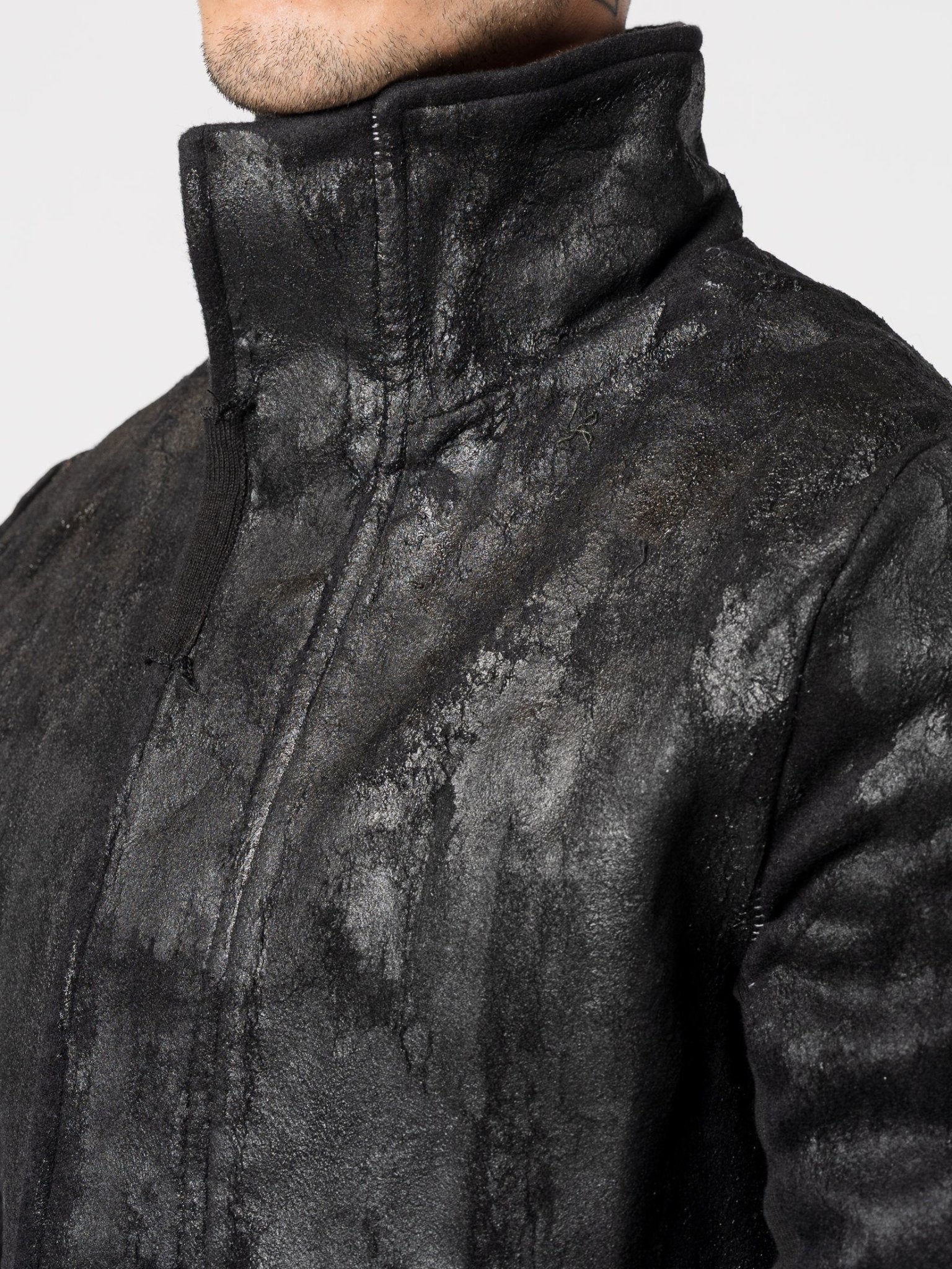 Wool - Cashmere Coat with PU Finish - by MD75